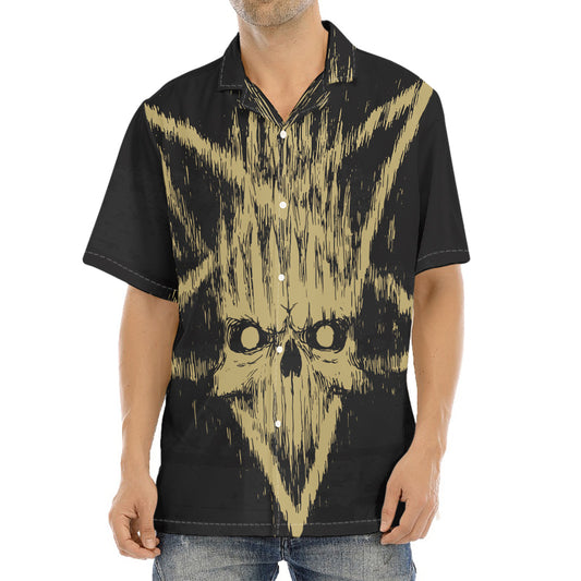 Satanic Pentagram Skull Print Aloha Shirt
