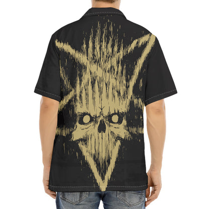 Satanic Pentagram Skull Print Aloha Shirt