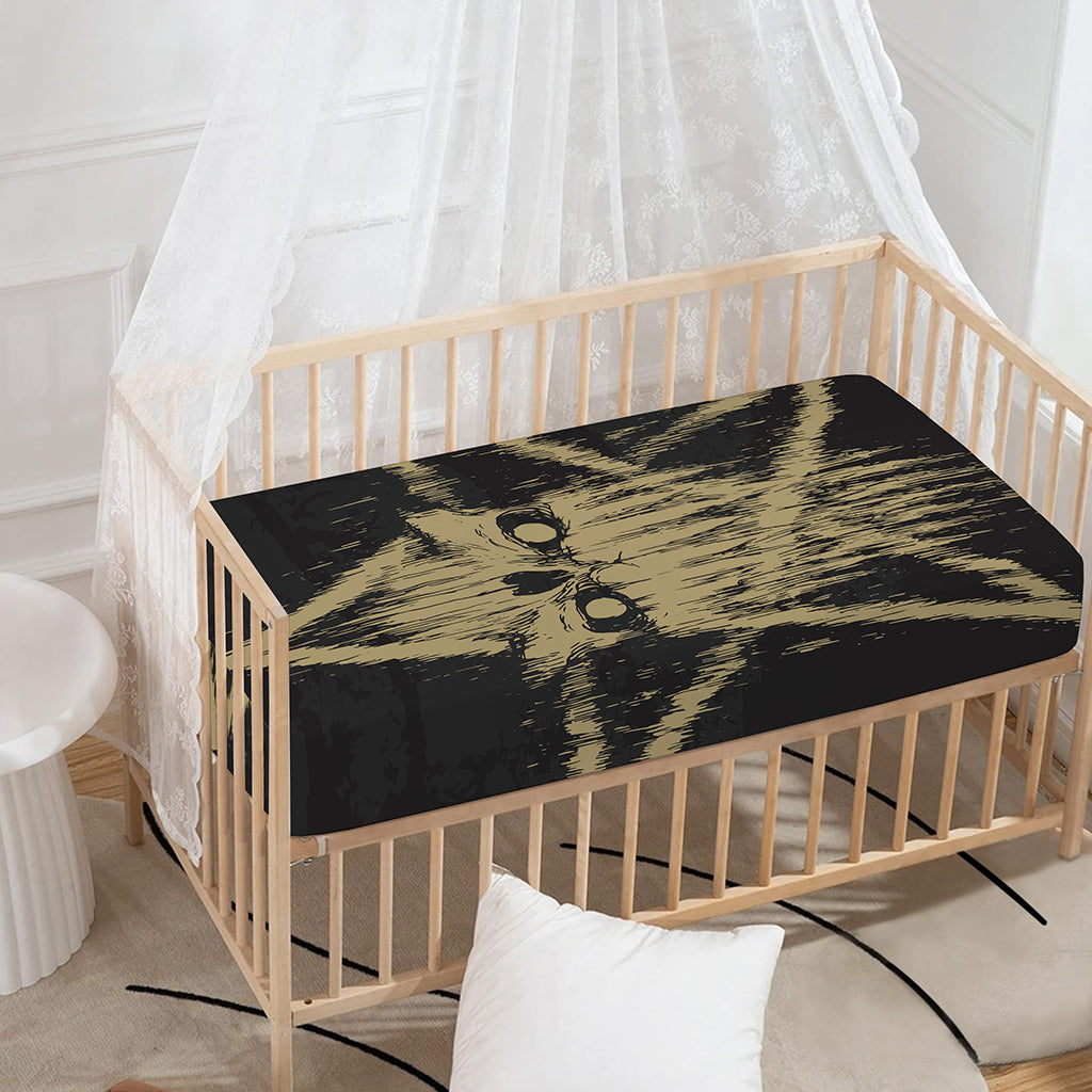 Satanic Pentagram Skull Print Baby Crib Sheet