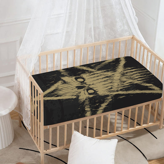 Satanic Pentagram Skull Print Baby Crib Sheet