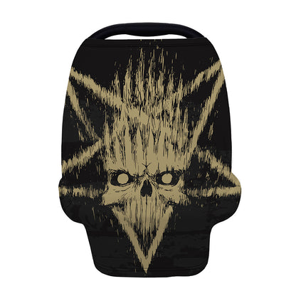 Satanic Pentagram Skull Print Baby Seat Cover
