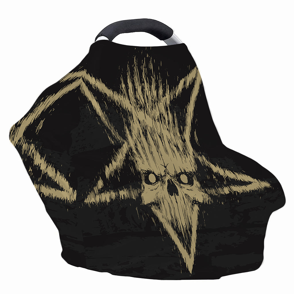 Satanic Pentagram Skull Print Baby Seat Cover