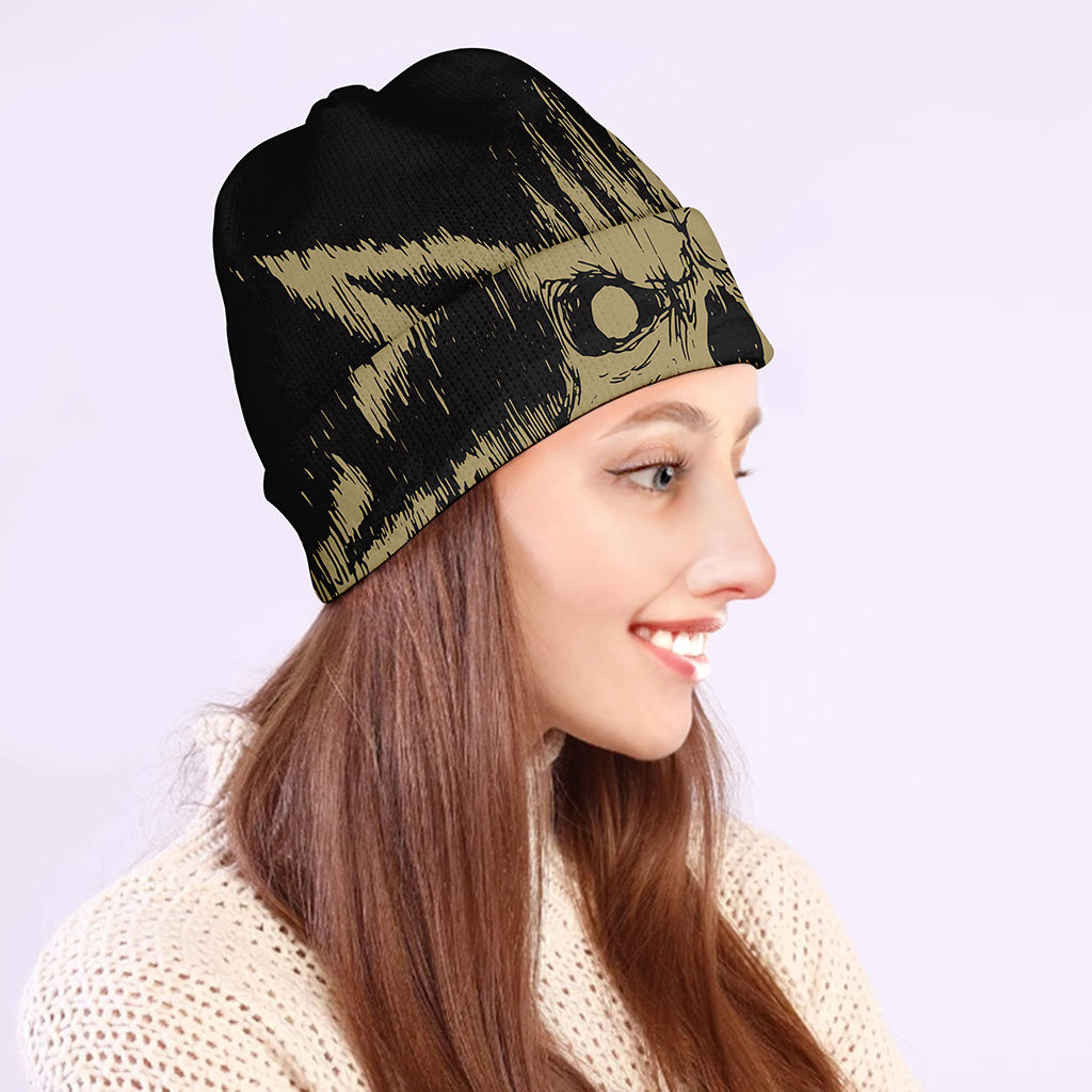 Satanic Pentagram Skull Print Beanie