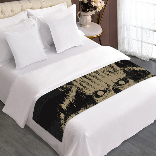Satanic Pentagram Skull Print Bed Runner