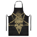 Satanic Pentagram Skull Print Bib Apron With Pocket