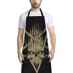 Satanic Pentagram Skull Print Bib Apron With Pocket