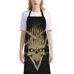 Satanic Pentagram Skull Print Bib Apron With Pocket
