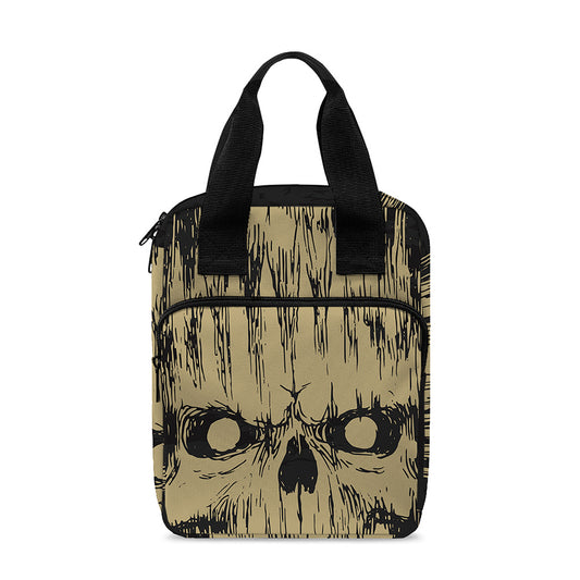 Satanic Pentagram Skull Print Bible Tote Bag