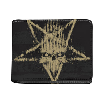 Satanic Pentagram Skull Print Bifold Wallet
