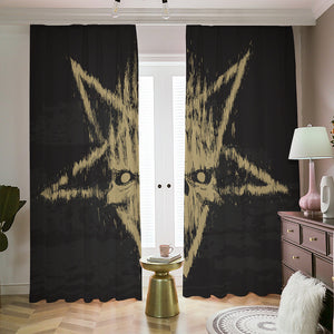 Satanic Pentagram Skull Print Blackout Pencil Pleat Curtains