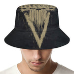 Satanic Pentagram Skull Print Bucket Hat