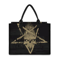 Satanic Pentagram Skull Print Canvas Tote Bag