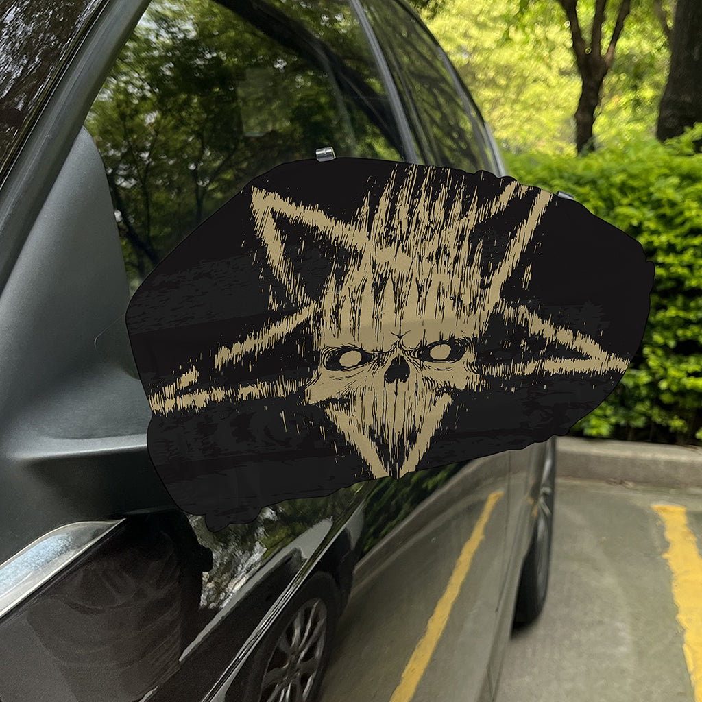 Satanic Pentagram Skull Print Car Side Mirror Covers