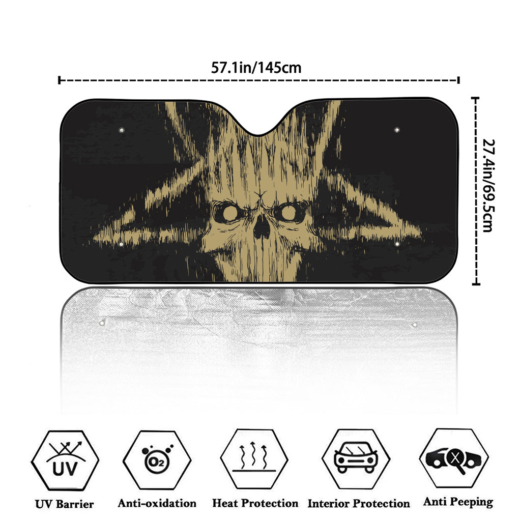 Satanic Pentagram Skull Print Car Windshield Sun Shade