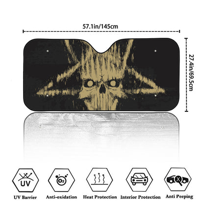 Satanic Pentagram Skull Print Car Windshield Sun Shade