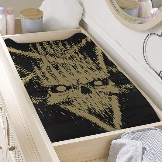 Satanic Pentagram Skull Print Changing Pad Cover