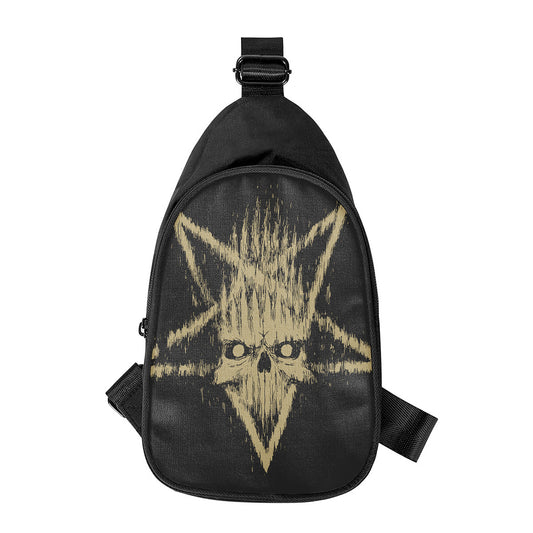 Satanic Pentagram Skull Print Chest Bag