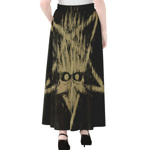 Satanic Pentagram Skull Print Chiffon Maxi Skirt