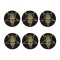 Satanic Pentagram Skull Print Coaster Set