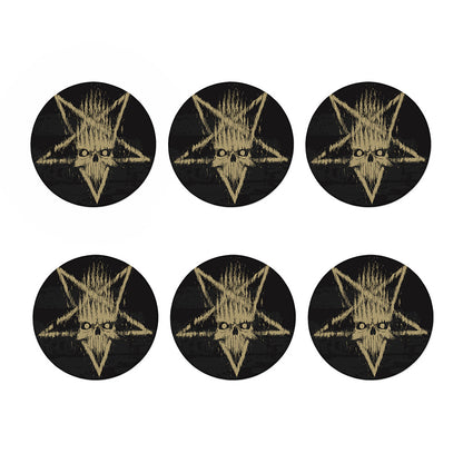 Satanic Pentagram Skull Print Coaster Set