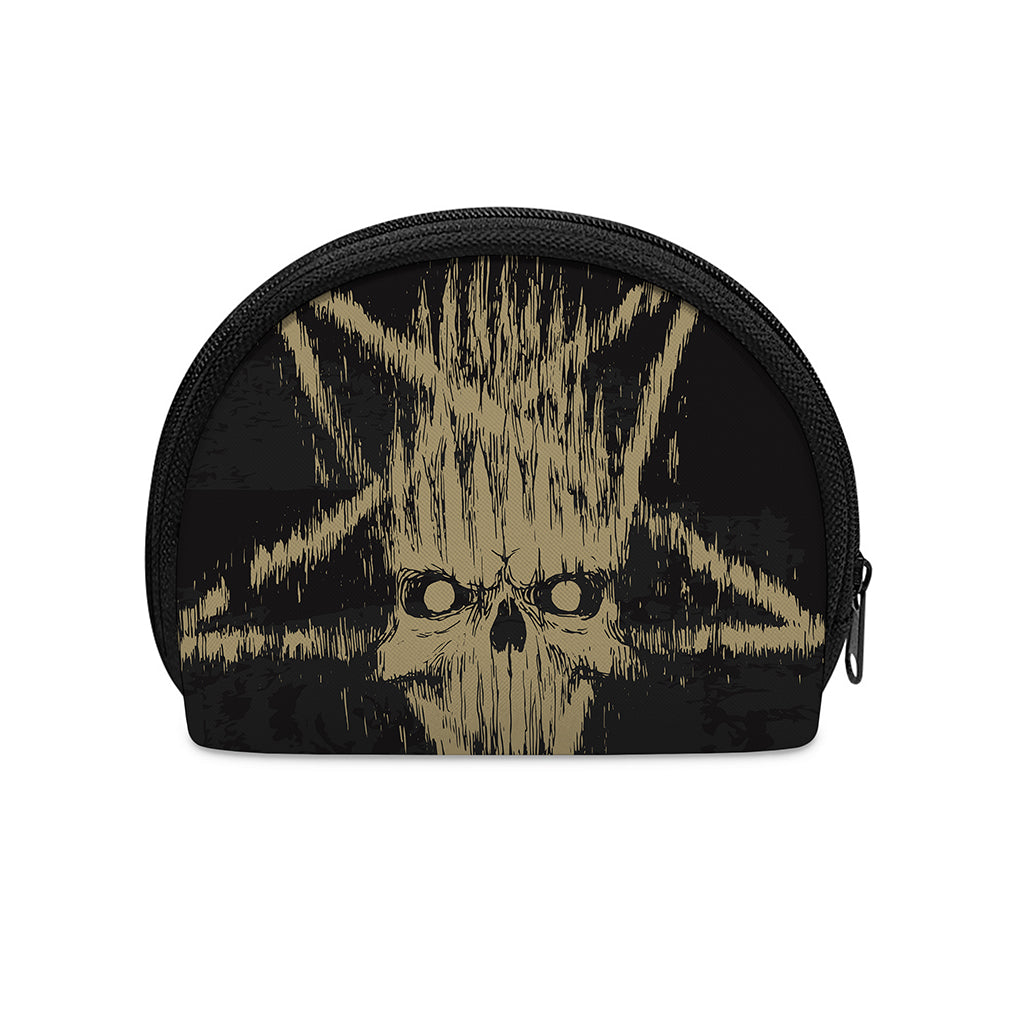 Satanic Pentagram Skull Print Coin Purse