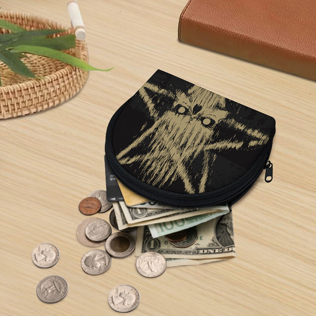 Satanic Pentagram Skull Print Coin Purse