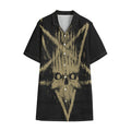 Satanic Pentagram Skull Print Cotton Hawaiian Shirt