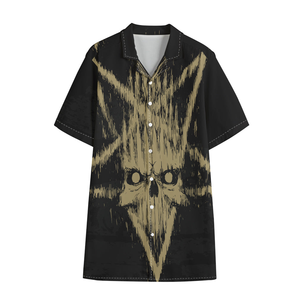 Satanic Pentagram Skull Print Cotton Hawaiian Shirt