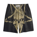 Satanic Pentagram Skull Print Cotton Shorts