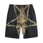Satanic Pentagram Skull Print Cotton Shorts