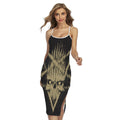 Satanic Pentagram Skull Print Cross Back Cami Dress
