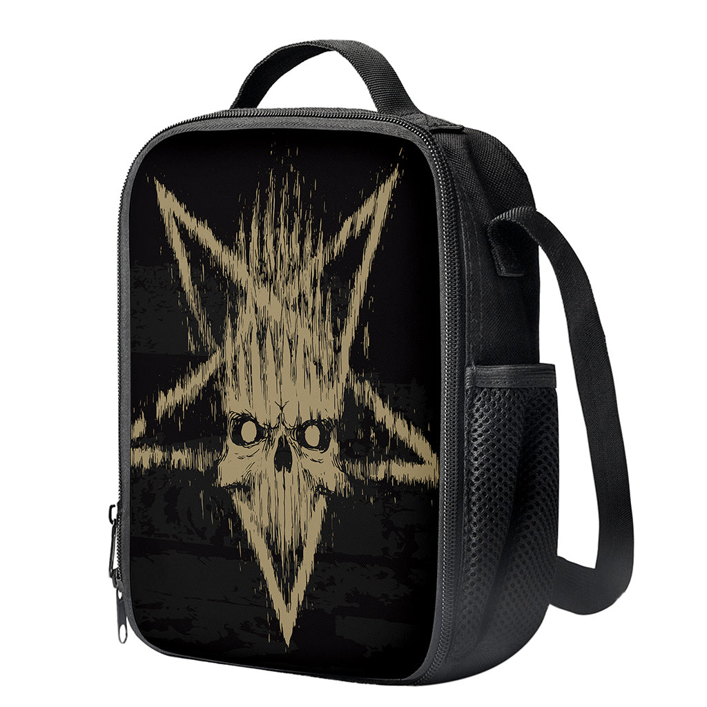 Satanic Pentagram Skull Print Crossbody Lunch Bag