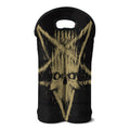 Satanic Pentagram Skull Print Double Neoprene Wine Tote