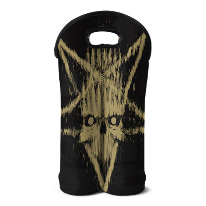 Satanic Pentagram Skull Print Double Neoprene Wine Tote