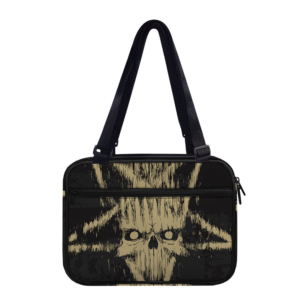 Satanic Pentagram Skull Print Double Strap Bible Bag