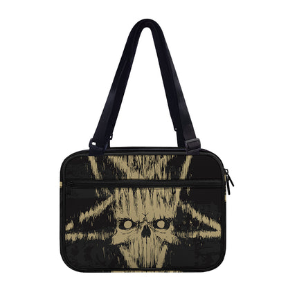 Satanic Pentagram Skull Print Double Strap Bible Bag