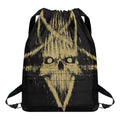 Satanic Pentagram Skull Print Drawstring Backpack