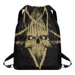 Satanic Pentagram Skull Print Drawstring Backpack