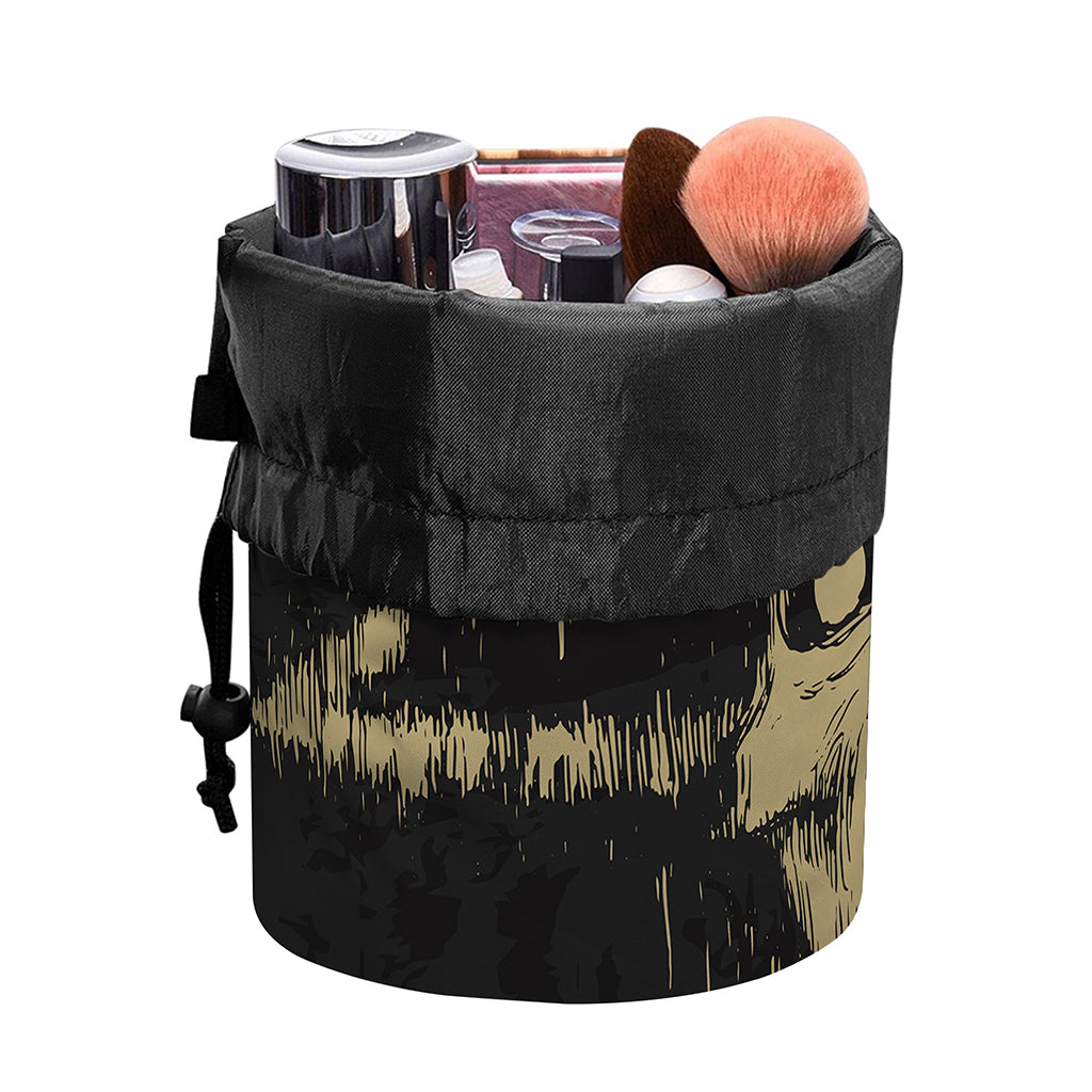 Satanic Pentagram Skull Print Drawstring Makeup Bag