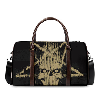 Satanic Pentagram Skull Print Duffle Bag