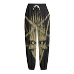 Satanic Pentagram Skull Print Fleece Lined Knit Pants