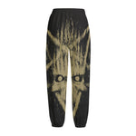 Satanic Pentagram Skull Print Fleece Lined Knit Pants