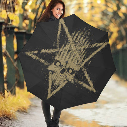 Satanic Pentagram Skull Print Foldable Umbrella