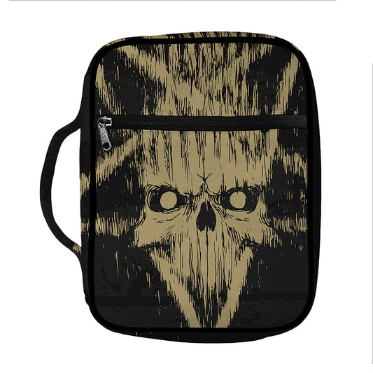 Satanic Pentagram Skull Print Front Pocket Bible Bag