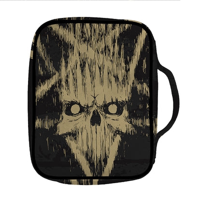 Satanic Pentagram Skull Print Front Pocket Bible Bag