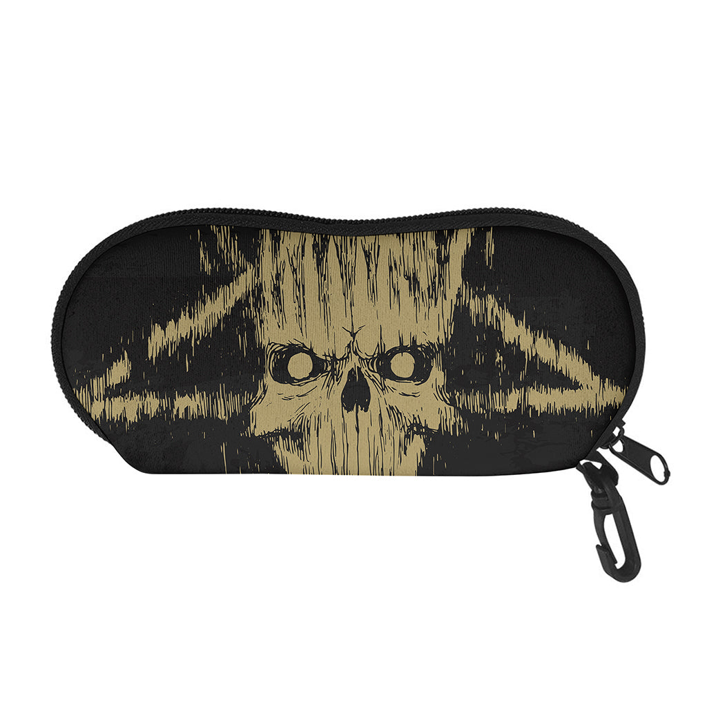 Satanic Pentagram Skull Print Glasses Case