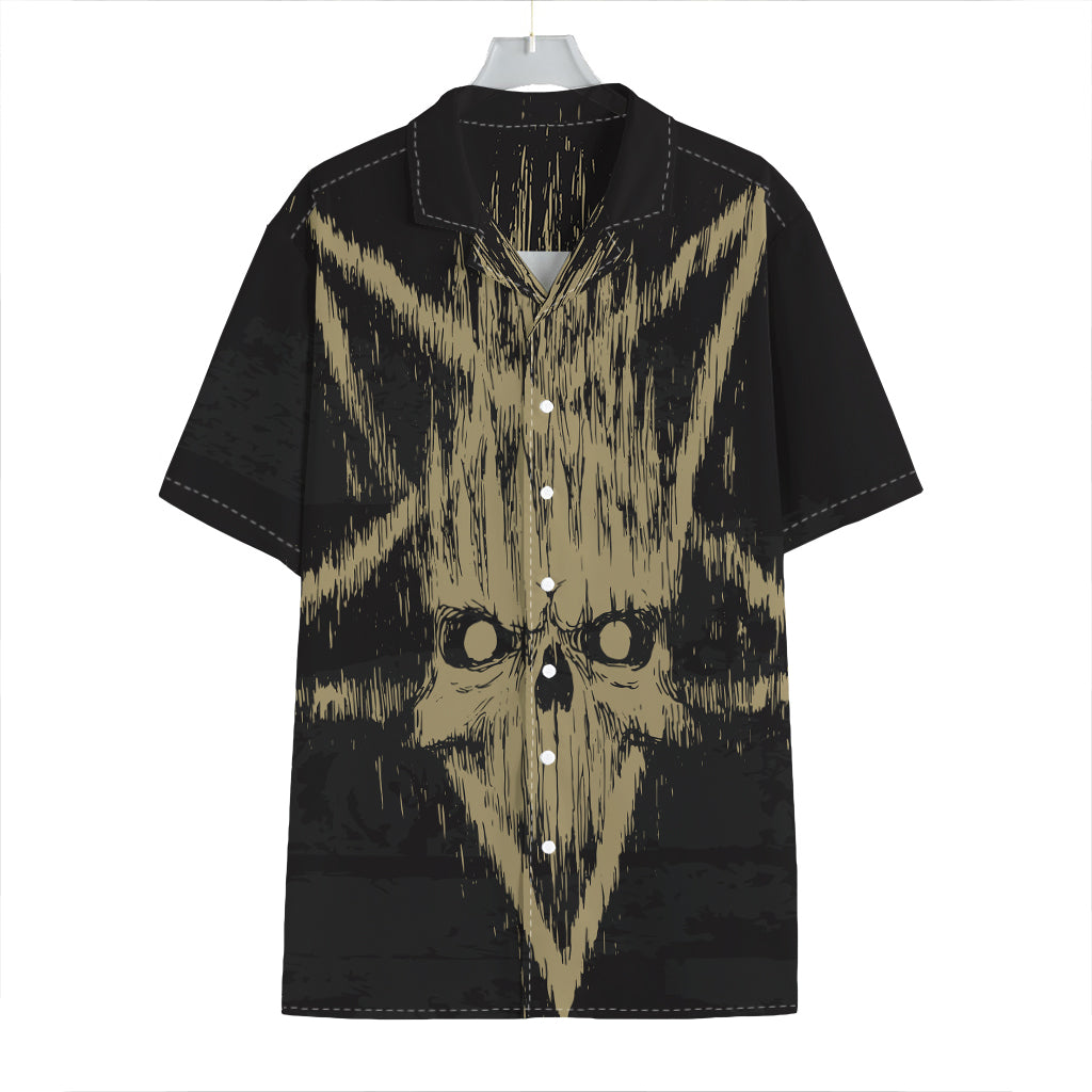 Satanic Pentagram Skull Print Hawaiian Shirt
