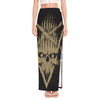 Satanic Pentagram Skull Print High Slit Maxi Skirt