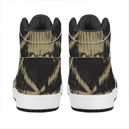 Satanic Pentagram Skull Print High Top Leather Sneakers