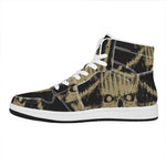 Satanic Pentagram Skull Print High Top Leather Sneakers